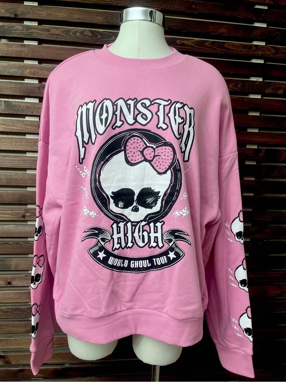 NWT Pink Monster High Skull Logo Soft Sweatshirt - Adult Large